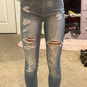 Hollister Women's Distressed Blue Skinny Jeans